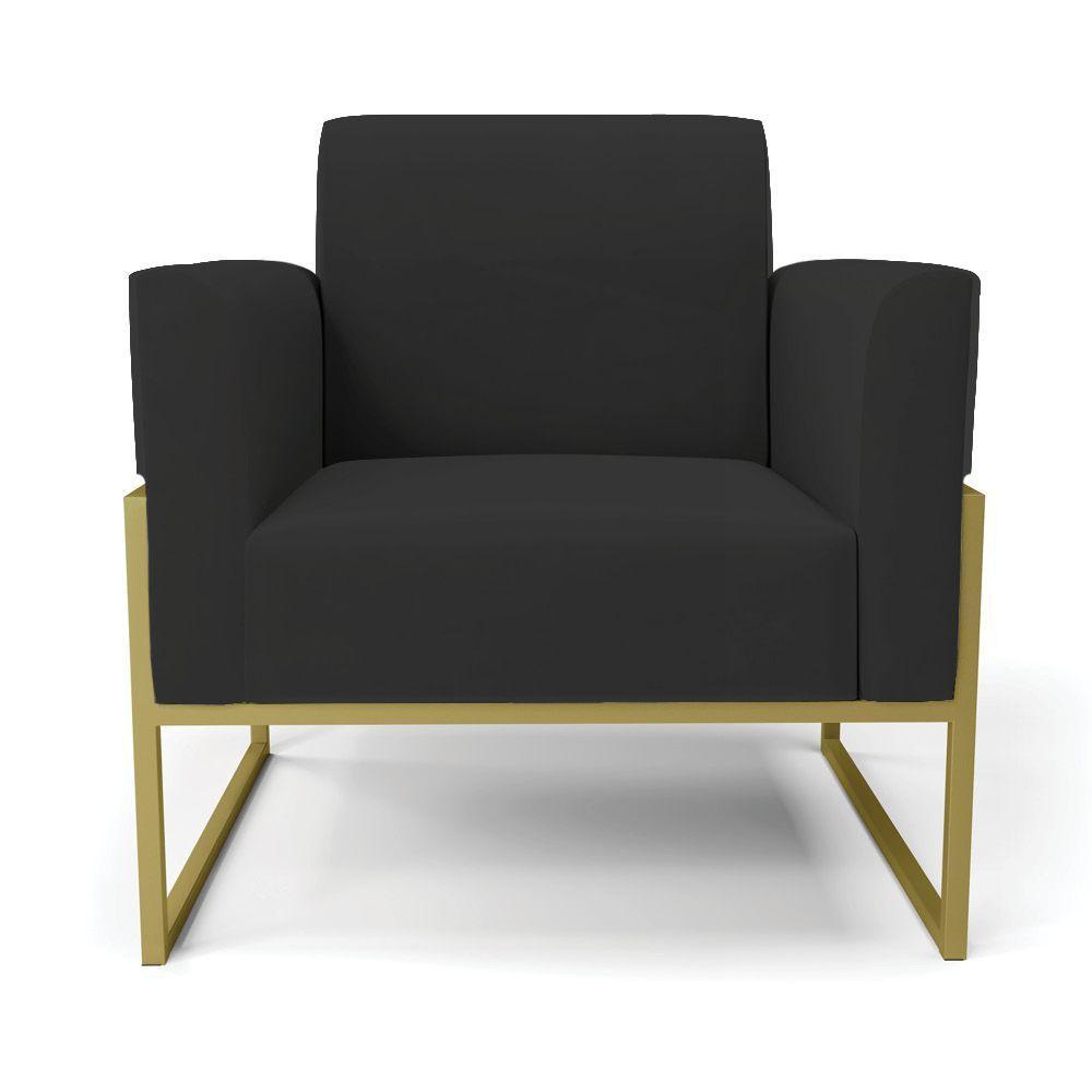 Kit 2 Poltronas Base Industrial Alta Dourado Marisa Veludo D03 - D\'rossi Cor Preto - 2