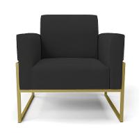 Kit 2 Poltronas Base Industrial Alta Dourado Marisa Veludo D03 - D\'rossi Cor Preto - 2