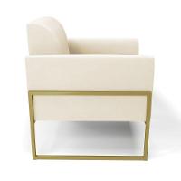 Kit 2 Poltronas Base Industrial Alta Dourado Marisa Veludo D03 - D\'rossi Cor Bege - 5