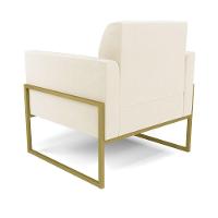 Kit 2 Poltronas Base Industrial Alta Dourado Marisa Veludo D03 - D\'rossi Cor Bege - 6