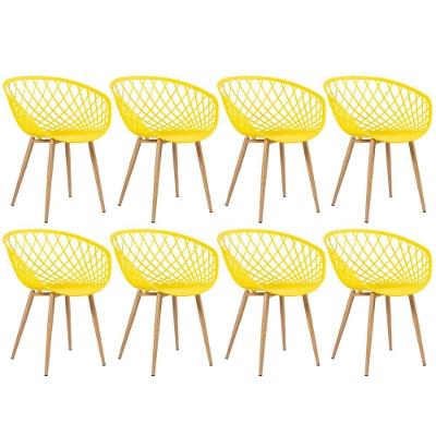 Kit - 8 X Cadeiras Clarice Nest Com Apoio De Braços - Sidera - Amarelo