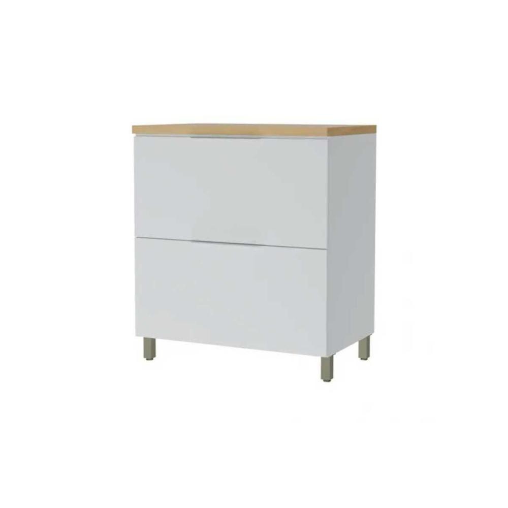 Balcão de Cozinha Marquesa 1 Porta e 1 Gaveta c/ Tampo 80cm Branca/Nature - Nesher - 1