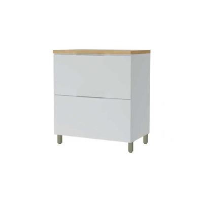 Armário de Cozinha Modulado Balcão Marquesa 1 Porta e 1 Gaveta c/ Tampo 80cm Branca/Nature - Nesher