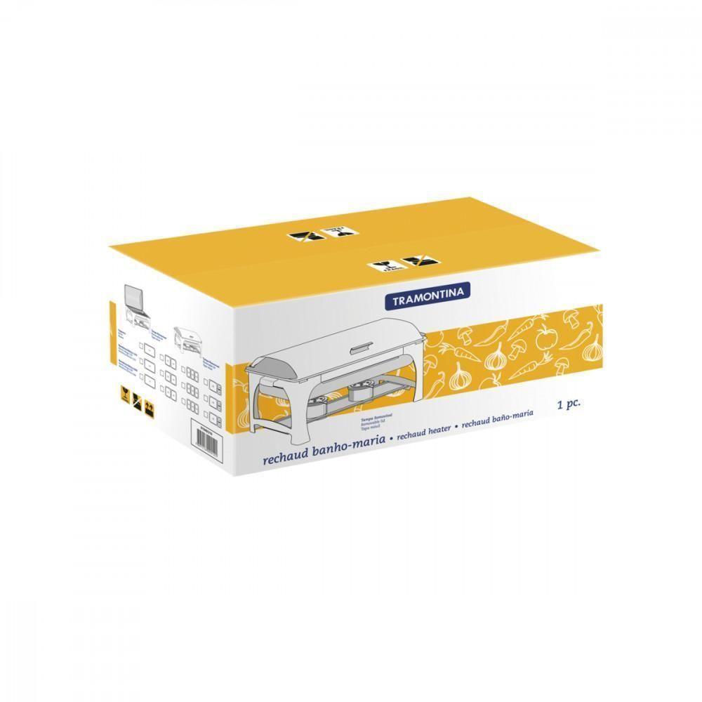 Rechaud Tramontina Retangular Em Aço Inox Banho Maria Tampa Removivel Com Fogareiro Cuba 1-1 9 L - 9