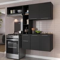 Cozinha Compacta Com Armário E Balcão Multimóveis Preta - 1