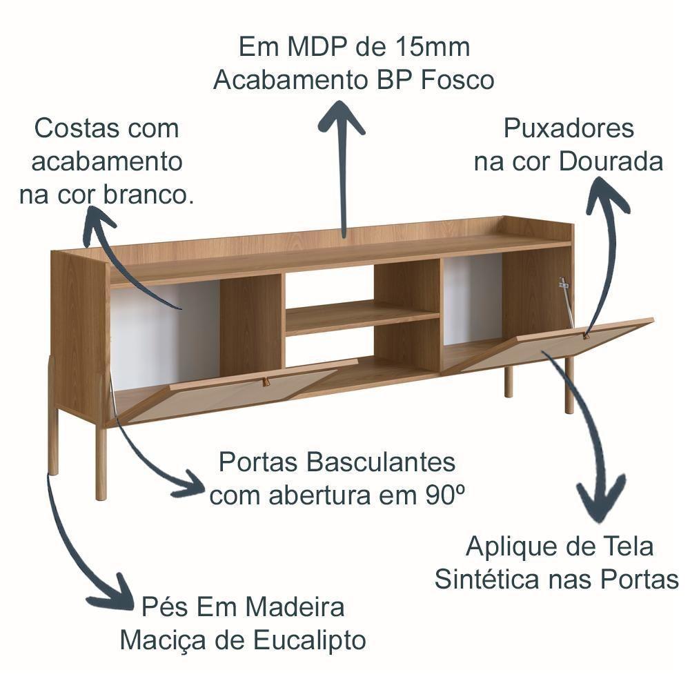 Rack p/Tv 70 Pol Palhinha 27930 Linha Oslo Hanover Artesano - 5