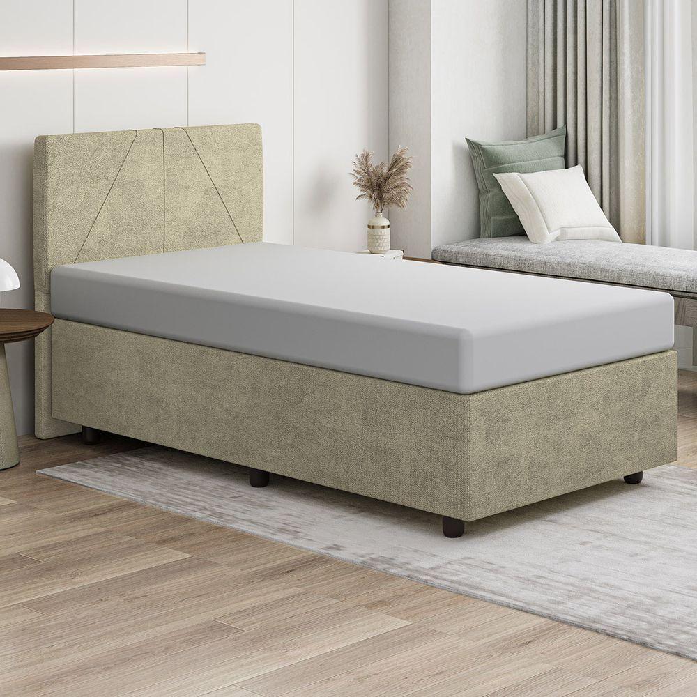 Base Cama Box Viúva Veludo Skybox Cor Bege - 1