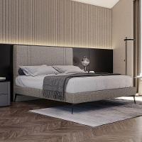 Base Bi Partida Slim Casal Em Linho Com Cabeceira Skybox Cor Marrom - 1