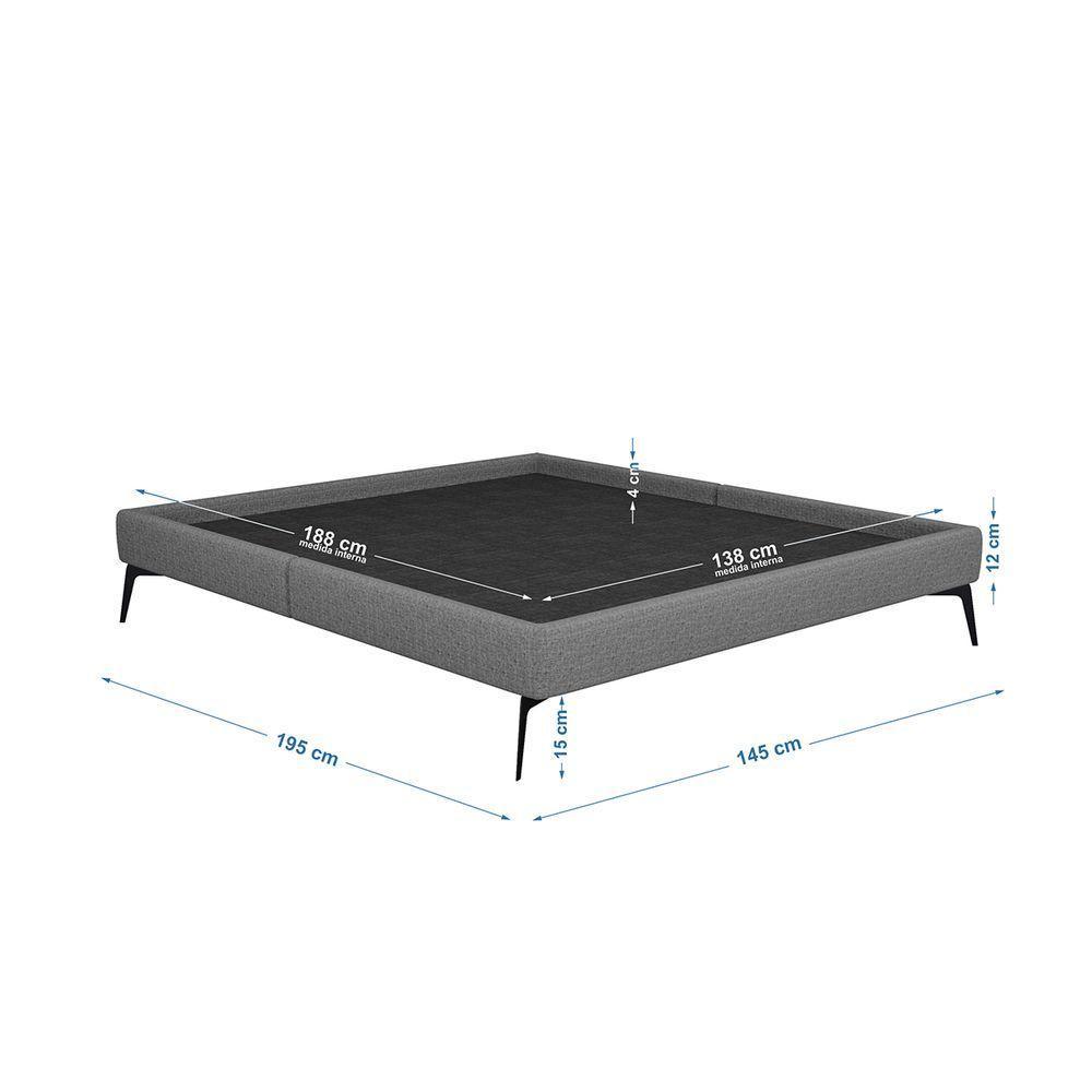 Base Bi Partida Slim Casal Em Linho Com Cabeceira Skybox Cor Cinza - 2