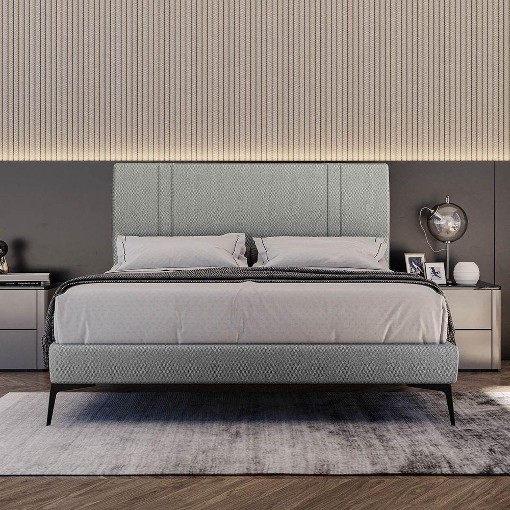 Base Bi Partida Slim Queen Em Linho Com Cabeceira Skybox Cor Cinza - 4