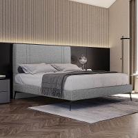 Base Bi Partida Slim Queen Em Linho Com Cabeceira Skybox Cor Cinza - 1