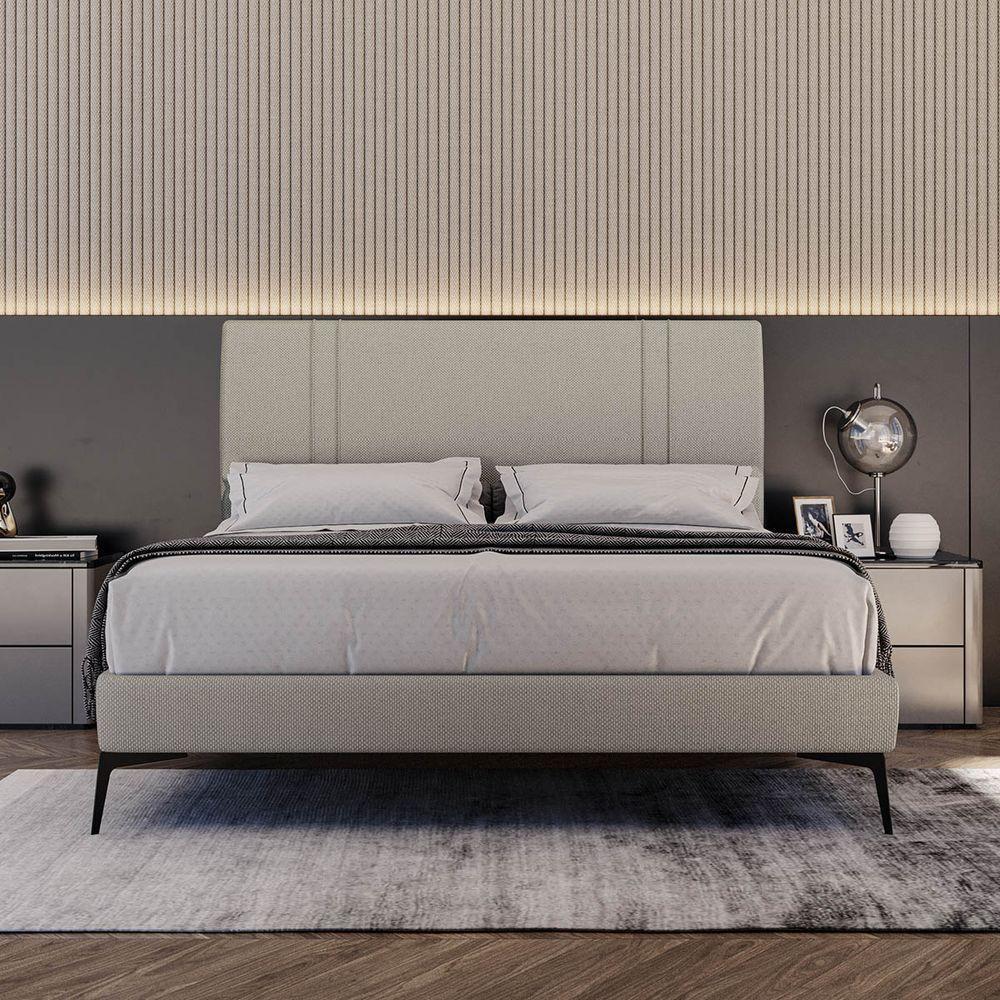 Base Bi Partida Slim King Em Linho Com Cabeceira Skybox Cor Bege - 6