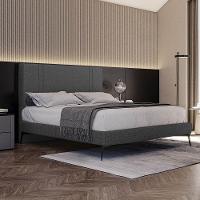 Base Bi Partida Slim King Em Linho Com Cabeceira Skybox Cor Preto - 1