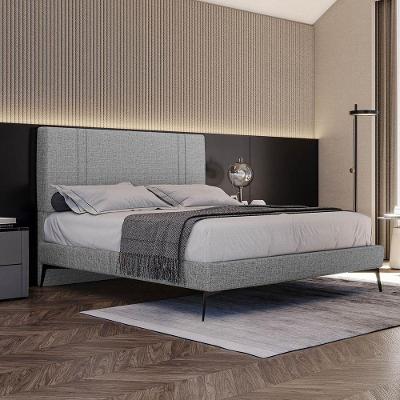 Base Bi Partida Slim King Em Linho Com Cabeceira Skybox Cor Cinza
