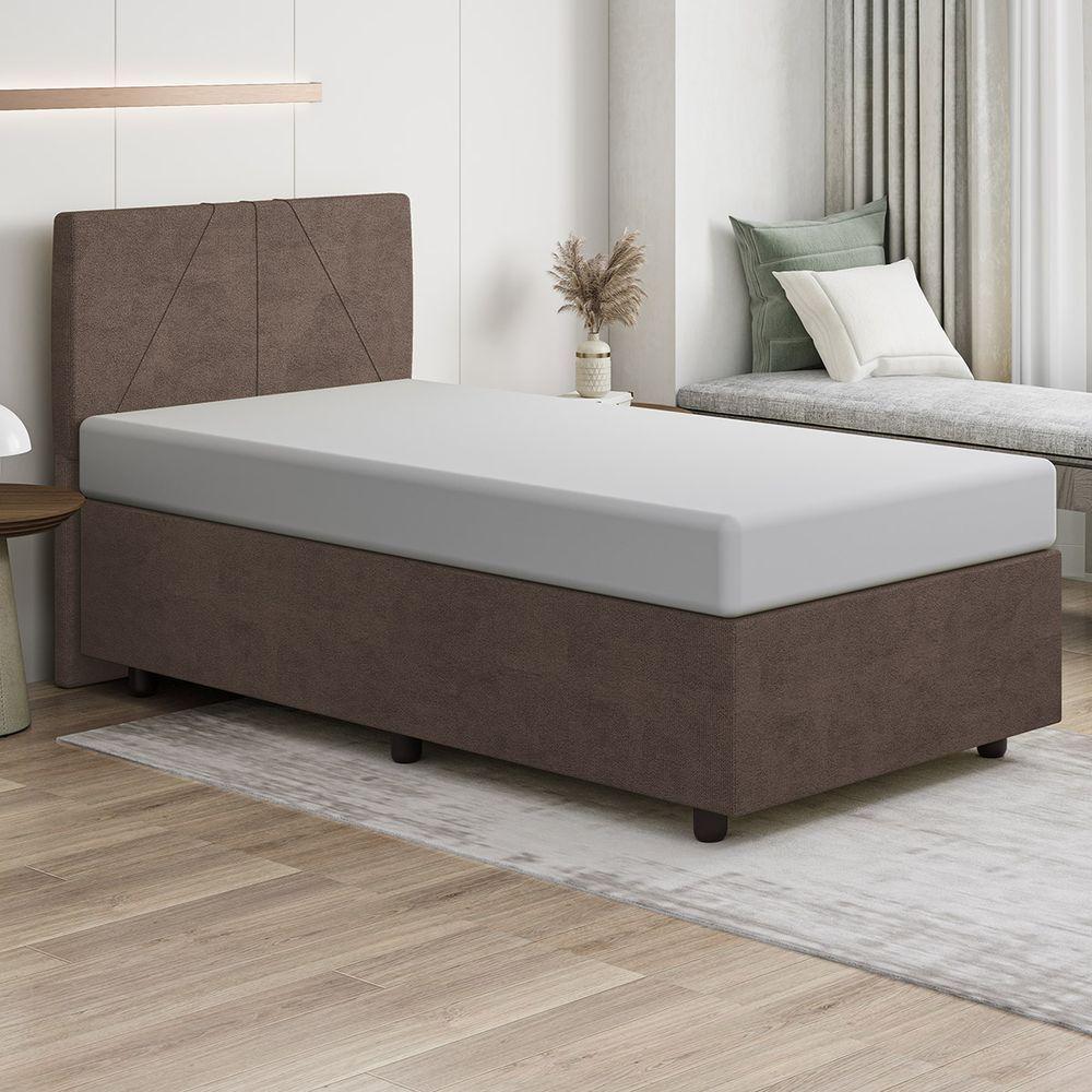 Base Cama Box Viúva Veludo Skybox Cor Marrom - 1