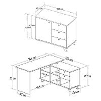 Mesa Escrivaninha Em L Golden E Balcão 1 Porta 3 Gavetas Merano A06 Olmo-branco - Mpozenato - 3