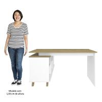 Mesa Escrivaninha Em L Golden E Balcão 1 Porta 3 Gavetas Merano A06 Olmo-branco - Mpozenato - 7