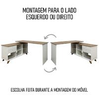 Mesa Escrivaninha Em L Golden E Balcão 1 Porta 3 Gavetas Merano A06 Olmo-branco - Mpozenato - 9