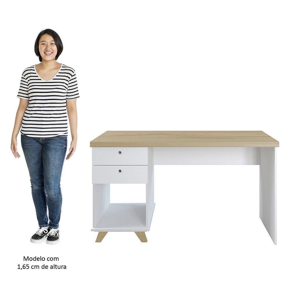 Mesa Escrivaninha 135cm Elai E Balcão 1 Porta 3 Gavetas Merano A06 Olmo-branco - Mpozenato - 10