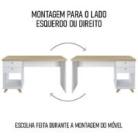 Mesa Escrivaninha 135cm Elai E Balcão 1 Porta 3 Gavetas Merano A06 Olmo-branco - Mpozenato - 2