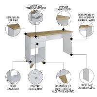 Mesa Escrivaninha 135cm Elai E Balcão 1 Porta 3 Gavetas Merano A06 Olmo-branco - Mpozenato - 8