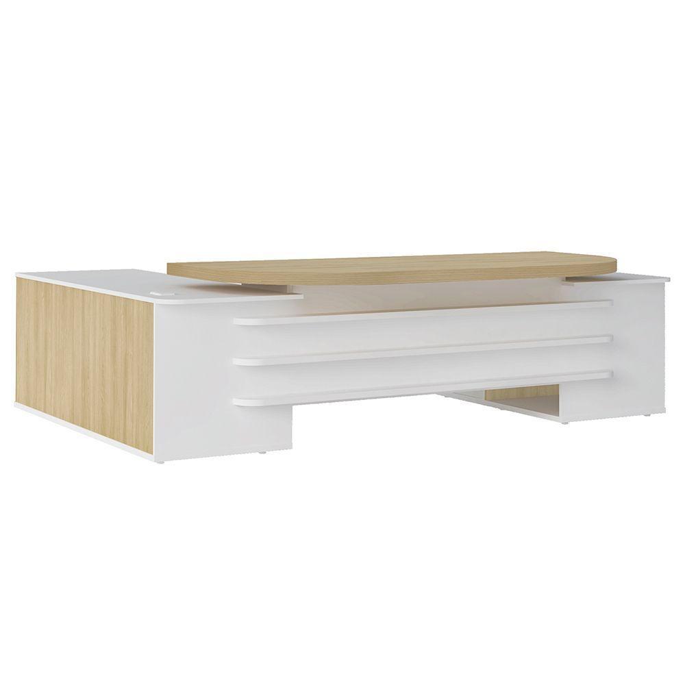 Conjunto Escritório Home Office 3 Peças Mesa Em U Corp A06 Carvalho-branco - Mpozenato - 2