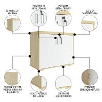 Conjunto Escritório Home Office 3 Peças Mesa Em U Corp A06 Carvalho-branco - Mpozenato - 3