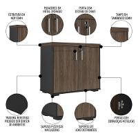 Conjunto Escritório Home Office 3 Peças Mesa Em L Corp A06 Charuto-preto - Mpozenato