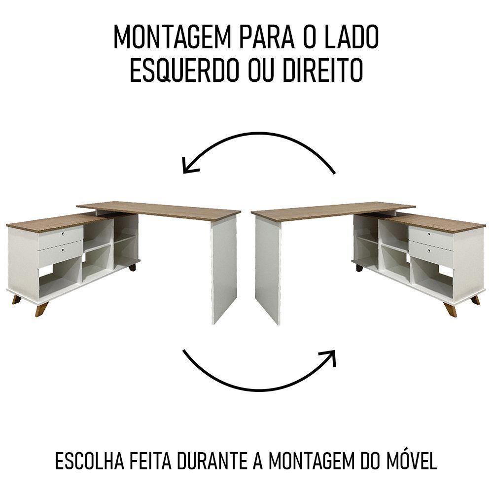 Mesa Escrivaninha Em L Golden E Armário Alto 2 Portas Tok A06 Olmo-branco - Mpozenato - 4