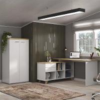 Mesa Escrivaninha Em L Golden E Armário Alto 2 Portas Tok A06 Olmo-branco - Mpozenato - 7