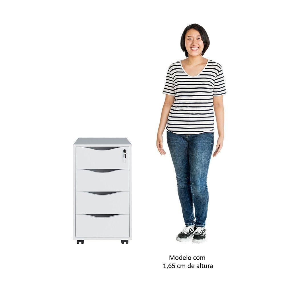 Mesa Escrivaninha Em L Eron E Gaveteiro Com Rodízios Mity A06 Branco - Mpozenato - 10