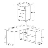 Mesa Escrivaninha Em L Eron E Gaveteiro Com Rodízios Mity A06 Branco - Mpozenato - 3