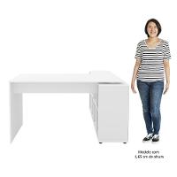 Mesa Escrivaninha Em L Eron E Gaveteiro Com Rodízios Mity A06 Branco - Mpozenato - 8
