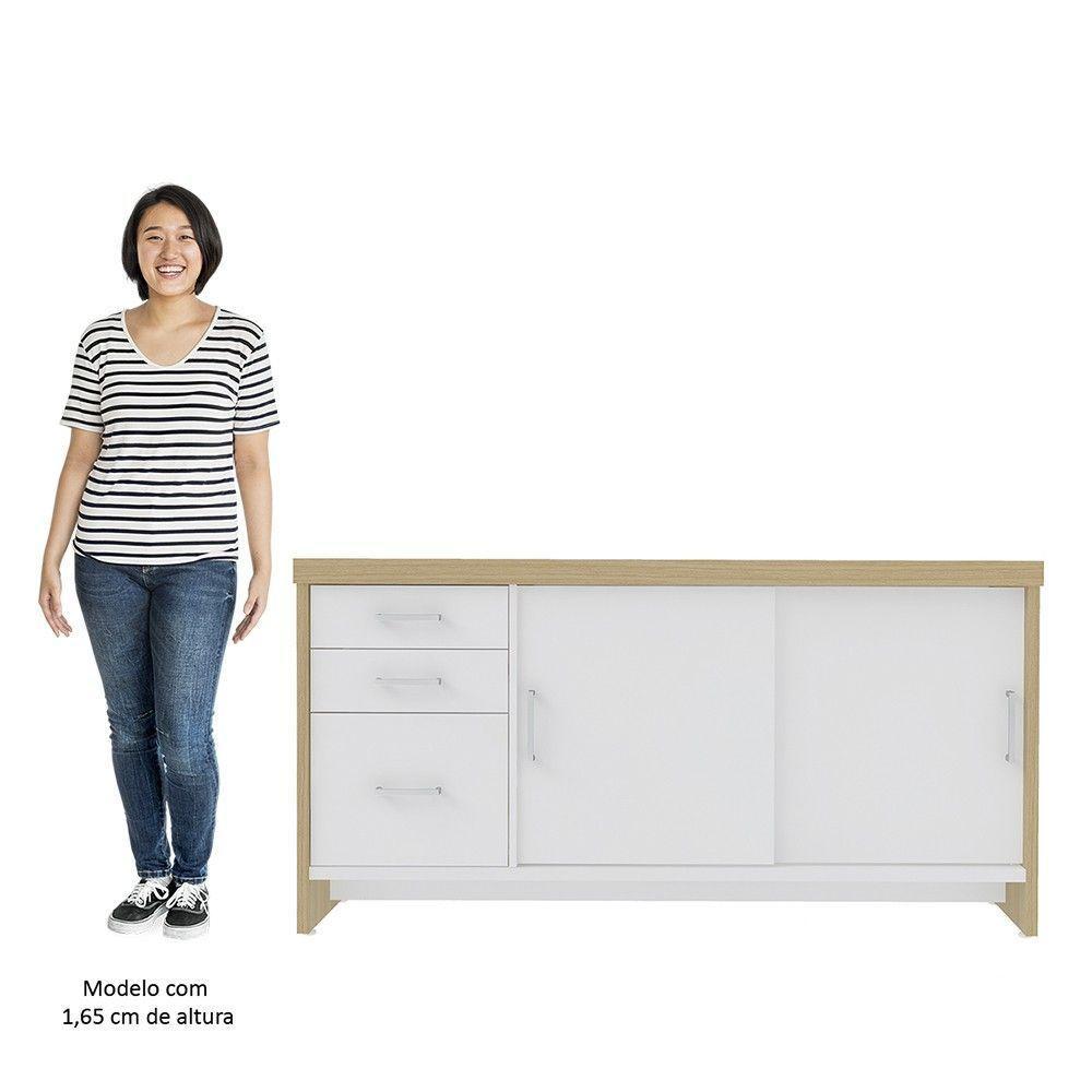 Conjunto Escritório 3 Peças Mesa 158cm Corp A06 Carvalho-branco - Mpozenato - 8