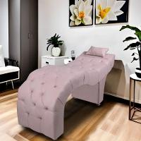 Maca Estofada Para Clínica De Estética Facial Com Capitonê Andressa Rosê Veludo Speciale Home Rose - 3