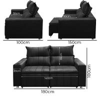 Sofá 2 Lugares Retrátil E Reclinável Madri 1,80m - Veludo Preto