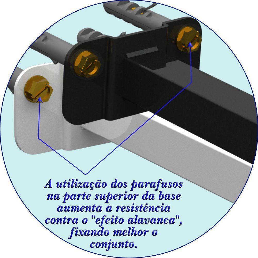 05 Suportes Refletor Base Reta Braço 100 Cm 5 Cjts - Branco - 3