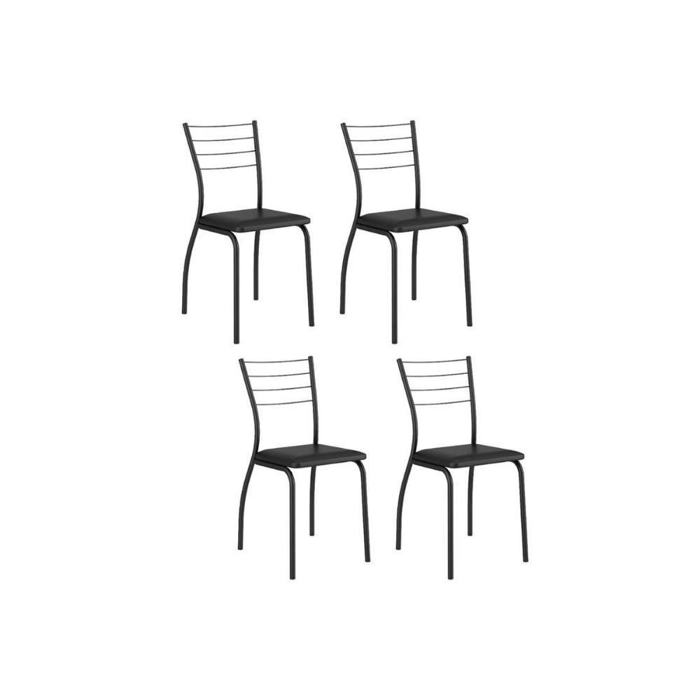 Kit 4 Cadeiras Sala Jantar 1700 4 Un Preto-courano Preto - Carraro - 1