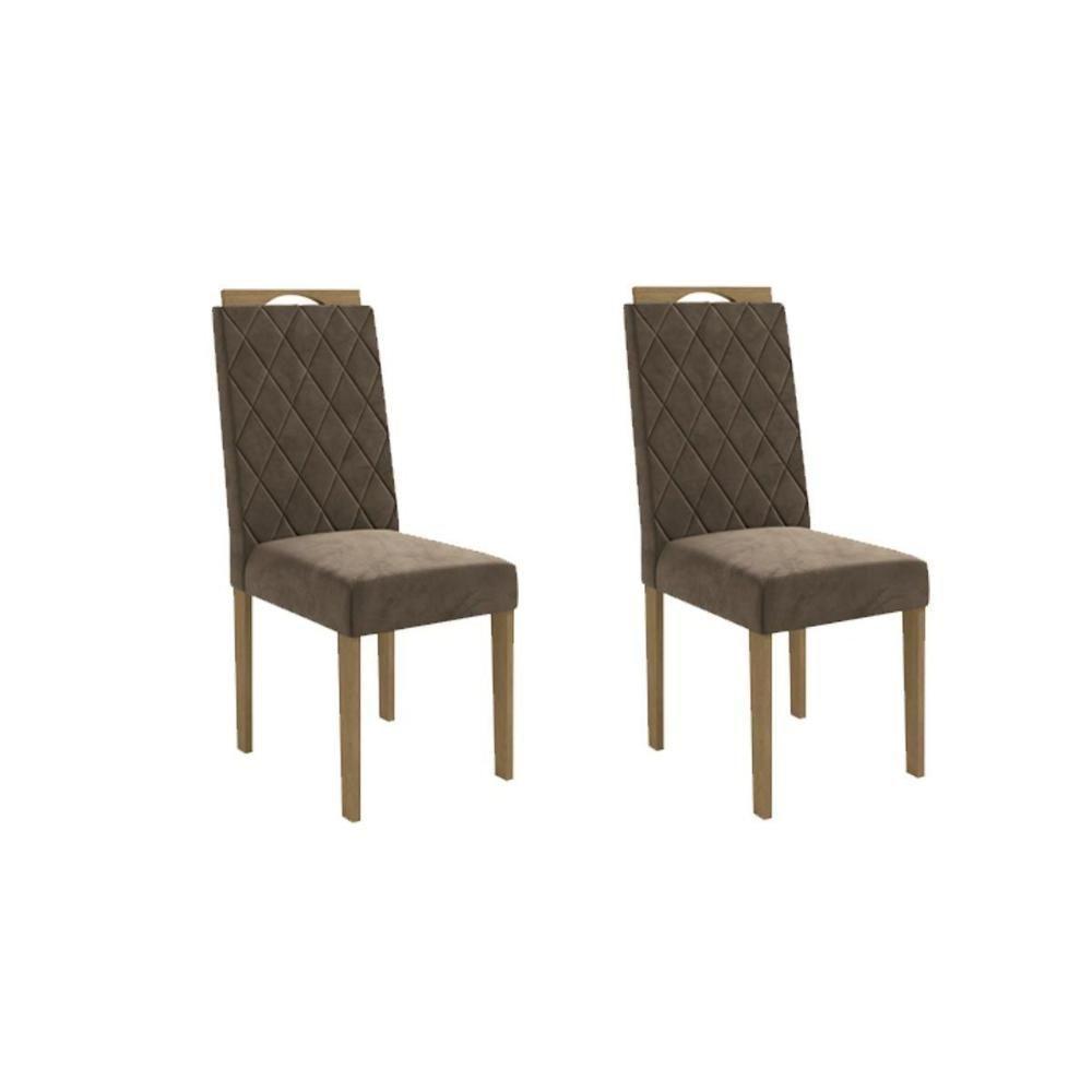 Kit 2 Cadeiras Sala Jantar 2cad152 2 Un Freijó - Assento-encosto Veludo Deluxe Chumbo - Kappesberg - 2