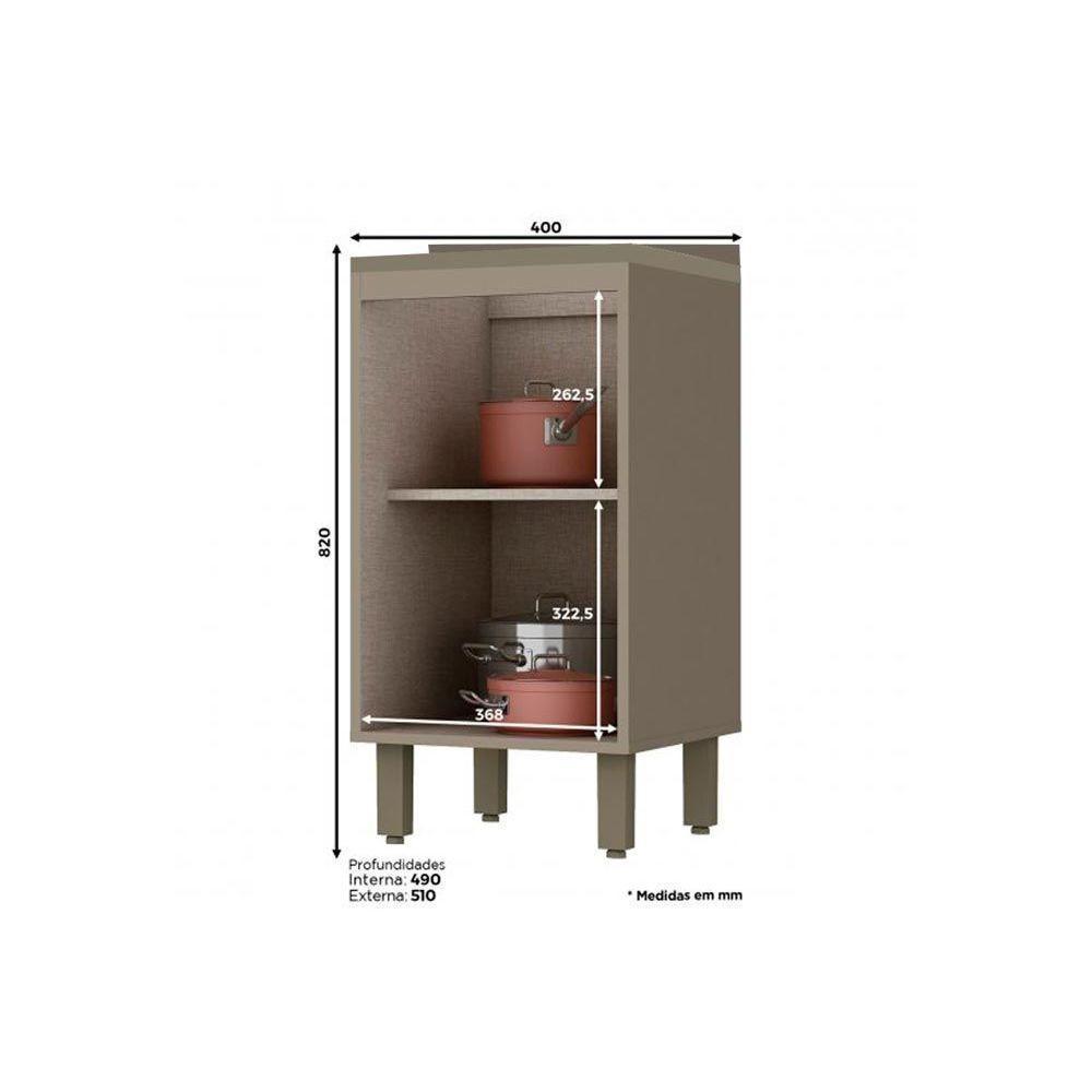 Balcão de Cozinha Modulado  Connect 1 Porta c/ Tampo Duna/Cristal - Henn - 4