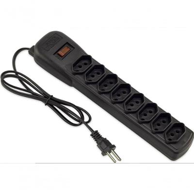 Filtro De Linha - 8 Tomadas - Tripolar - Bivolt - Force Line - Preto