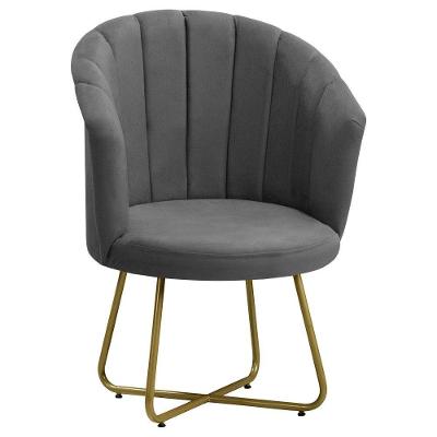 Poltrona Pérola Base De Metal Dourada Veludo - Star Confort Chumbo