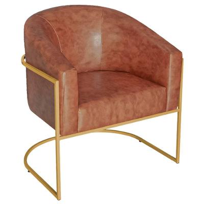 Poltrona Luiza Base De Ferro Dourado Sintetico Nozes - Doce Sonho Móveis Cor Nozes