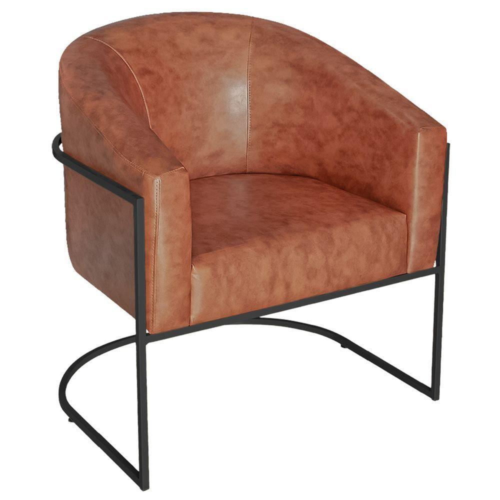 Poltrona Luiza Base De Ferro Preto Sintetico Nozes - Doce Sonho Móveis Cor Nozes - 1