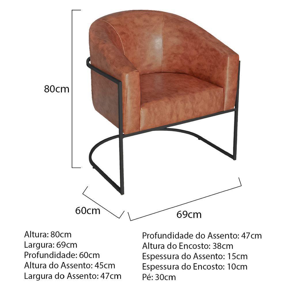 Poltrona Luiza Base De Ferro Preto Sintetico Nozes - Doce Sonho Móveis Cor Nozes - 4