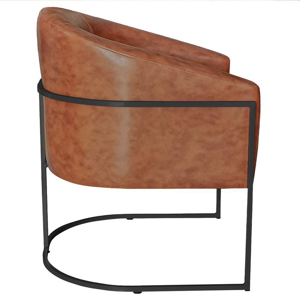 Poltrona Luiza Base De Ferro Preto Sintetico Nozes - Doce Sonho Móveis Cor Nozes - 5