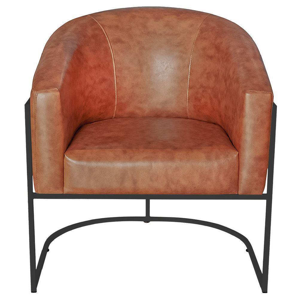 Poltrona Luiza Base De Ferro Preto Sintetico Nozes - Doce Sonho Móveis Cor Nozes - 6