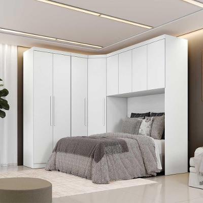 Guarda Roupa Casal Modulado Safira 8 Portas de Bater 3 Gavetas Branco MDF