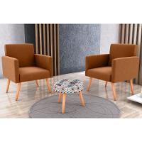Conjunto Com 2 Poltronas E 1 Puff Dallas Matrix Estampado/terracota - 3