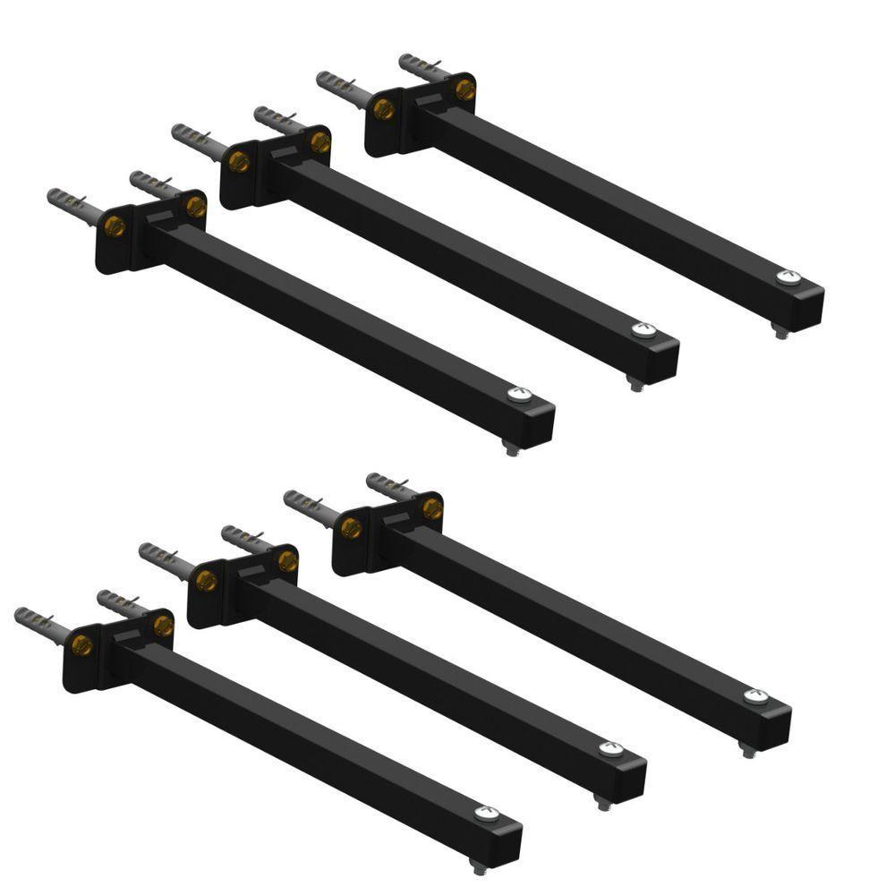 06 Suportes Refletor Base Reta Braço 60 Cm 6 Cjts - Preto - 1